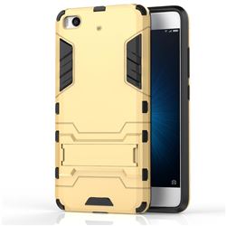 Armor Premium Tactical Grip Kickstand Shockproof Dual Layer Rugged Hard Cover for Xiaomi Mi 5s - Golden