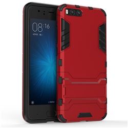 Armor Premium Tactical Grip Kickstand Shockproof Dual Layer Rugged Hard Cover for Xiaomi Mi 6 Mi6 - Wine Red