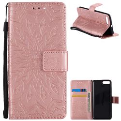 Embossing Sunflower Leather Wallet Case for Xiaomi Mi 6 Mi6 - Rose Gold