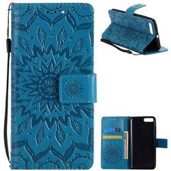 Embossing Sunflower Leather Wallet Case for Xiaomi Mi 6 Mi6 - Blue