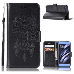 Intricate Embossing Owl Campanula Leather Wallet Case for Xiaomi Mi 6 Mi6 - Black