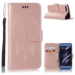 Intricate Embossing Owl Campanula Leather Wallet Case for Xiaomi Mi 6 Mi6 - Rose Gold