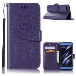 Intricate Embossing Owl Campanula Leather Wallet Case for Xiaomi Mi 6 Mi6 - Purple