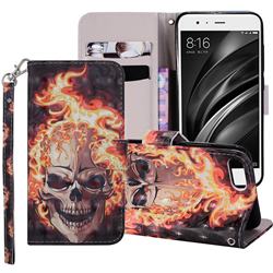Flame Skull 3D Painted Leather Phone Wallet Case Cover for Xiaomi Mi 6 Mi6
