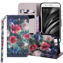 Rose Flower 3D Painted Leather Phone Wallet Case Cover for Xiaomi Mi 6 Mi6