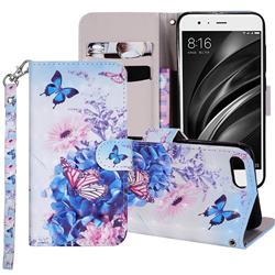 Pansy Butterfly 3D Painted Leather Phone Wallet Case Cover for Xiaomi Mi 6 Mi6