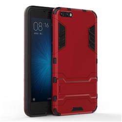 Armor Premium Tactical Grip Kickstand Shockproof Dual Layer Rugged Hard Cover for Xiaomi Mi 6 Plus - Wine Red