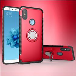 Armor Anti Drop Carbon PC + Silicon Invisible Ring Holder Phone Case for Xiaomi Mi A2 (Mi 6X) - Red