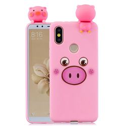Small Pink Pig Soft 3D Climbing Doll Soft Case for Xiaomi Mi A2 (Mi 6X)