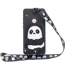 Cute Panda Neck Lanyard Zipper Wallet Silicone Case for Xiaomi Mi A2 (Mi 6X)