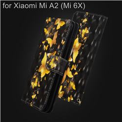 Golden Butterfly 3D Painted Leather Wallet Case for Xiaomi Mi A2 (Mi 6X)