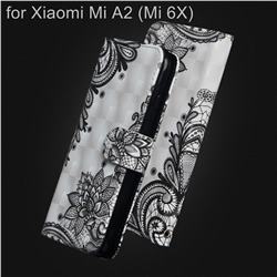 Black Lace Flower 3D Painted Leather Wallet Case for Xiaomi Mi A2 (Mi 6X)