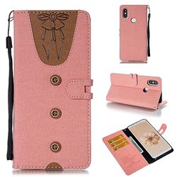 Ladies Bow Clothes Pattern Leather Wallet Phone Case for Xiaomi Mi A2 (Mi 6X) - Pink