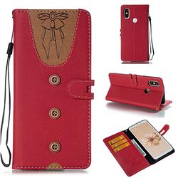 Ladies Bow Clothes Pattern Leather Wallet Phone Case for Xiaomi Mi A2 (Mi 6X) - Red