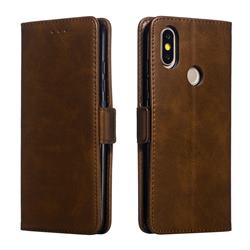 Retro Classic Calf Pattern Leather Wallet Phone Case for Xiaomi Mi A2 (Mi 6X) - Brown