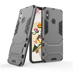 Armor Premium Tactical Grip Kickstand Shockproof Dual Layer Rugged Hard Cover for Xiaomi Mi 8 - Gray