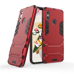 Armor Premium Tactical Grip Kickstand Shockproof Dual Layer Rugged Hard Cover for Xiaomi Mi 8 - Wine Red