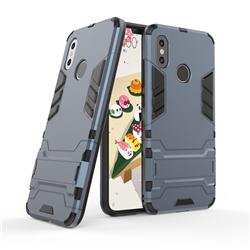 Armor Premium Tactical Grip Kickstand Shockproof Dual Layer Rugged Hard Cover for Xiaomi Mi 8 - Navy