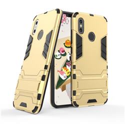 Armor Premium Tactical Grip Kickstand Shockproof Dual Layer Rugged Hard Cover for Xiaomi Mi 8 - Golden
