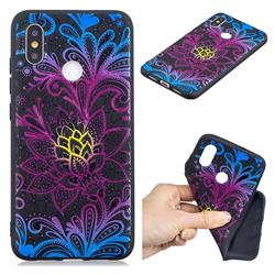 Colorful Lace 3D Embossed Relief Black TPU Cell Phone Back Cover for Xiaomi Mi 8
