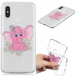 Tiny Pink Elephant Clear Varnish Soft Phone Back Cover for Xiaomi Mi 8