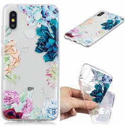 Gem Flower Clear Varnish Soft Phone Back Cover for Xiaomi Mi 8