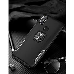 Knight Armor Anti Drop PC + Silicone Invisible Ring Holder Phone Cover for Xiaomi Mi 8 - Black