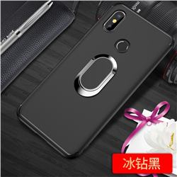 Anti-fall Invisible 360 Rotating Ring Grip Holder Kickstand Phone Cover for Xiaomi Mi 8 - Black