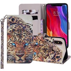 Leopard 3D Painted Leather Phone Wallet Case Cover for Xiaomi Mi 8
