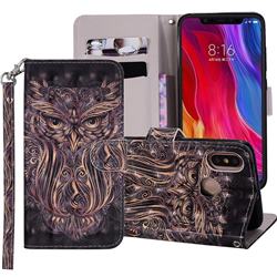 Tribal Owl 3D Painted Leather Phone Wallet Case Cover for Xiaomi Mi 8