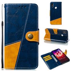 Retro Magnetic Stitching Wallet Flip Cover for Xiaomi Mi 8 - Blue