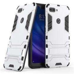 Armor Premium Tactical Grip Kickstand Shockproof Dual Layer Rugged Hard Cover for Xiaomi Mi 8 Lite / Mi 8 Youth / Mi 8X - Silver