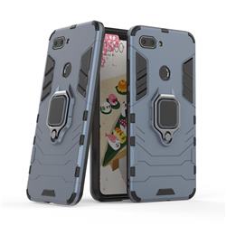 Black Panther Armor Metal Ring Grip Shockproof Dual Layer Rugged Hard Cover for Xiaomi Mi 8 Lite / Mi 8 Youth / Mi 8X - Blue