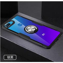 Acrylic Glass Carbon Invisible Ring Holder Phone Cover for Xiaomi Mi 8 Lite / Mi 8 Youth / Mi 8X - Silver Black