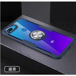 Acrylic Glass Carbon Invisible Ring Holder Phone Cover for Xiaomi Mi 8 Lite / Mi 8 Youth / Mi 8X - Navy