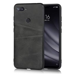Simple Calf Card Slots Mobile Phone Back Cover for Xiaomi Mi 8 Lite / Mi 8 Youth / Mi 8X - Black