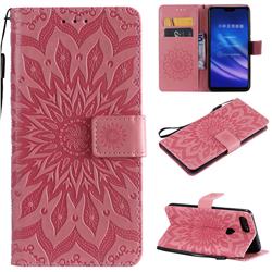 Embossing Sunflower Leather Wallet Case for Xiaomi Mi 8 Lite / Mi 8 Youth / Mi 8X - Pink
