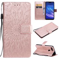 Embossing Sunflower Leather Wallet Case for Xiaomi Mi 8 Lite / Mi 8 Youth / Mi 8X - Rose Gold