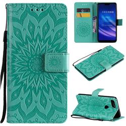 Embossing Sunflower Leather Wallet Case for Xiaomi Mi 8 Lite / Mi 8 Youth / Mi 8X - Green