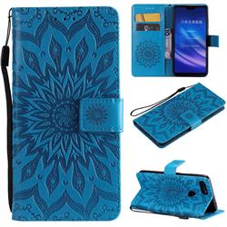 Embossing Sunflower Leather Wallet Case for Xiaomi Mi 8 Lite / Mi 8 Youth / Mi 8X - Blue