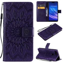 Embossing Sunflower Leather Wallet Case for Xiaomi Mi 8 Lite / Mi 8 Youth / Mi 8X - Purple