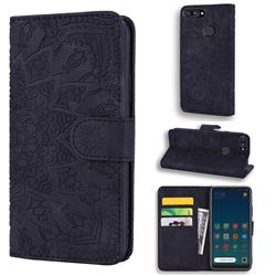 Retro Embossing Mandala Flower Leather Wallet Case for Xiaomi Mi 8 Lite / Mi 8 Youth / Mi 8X - Black