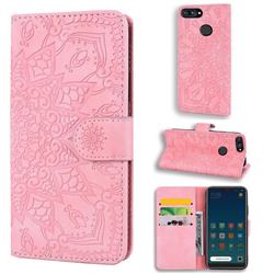 Retro Embossing Mandala Flower Leather Wallet Case for Xiaomi Mi 8 Lite / Mi 8 Youth / Mi 8X - Pink