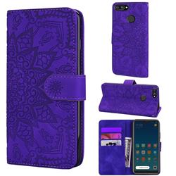 Retro Embossing Mandala Flower Leather Wallet Case for Xiaomi Mi 8 Lite / Mi 8 Youth / Mi 8X - Purple