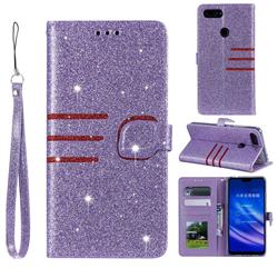 Retro Stitching Glitter Leather Wallet Phone Case for Xiaomi Mi 8 Lite / Mi 8 Youth / Mi 8X - Purple