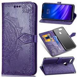 Embossing Imprint Mandala Flower Leather Wallet Case for Xiaomi Mi 8 Lite / Mi 8 Youth / Mi 8X - Purple