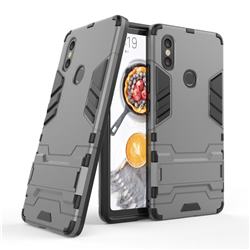 Armor Premium Tactical Grip Kickstand Shockproof Dual Layer Rugged Hard Cover for Xiaomi Mi 8 SE - Gray