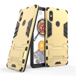 Armor Premium Tactical Grip Kickstand Shockproof Dual Layer Rugged Hard Cover for Xiaomi Mi 8 SE - Golden