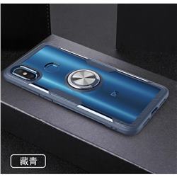 Acrylic Glass Carbon Invisible Ring Holder Phone Cover for Xiaomi Mi 8 SE - Navy