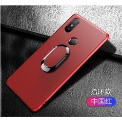 Anti-fall Invisible 360 Rotating Ring Grip Holder Kickstand Phone Cover for Xiaomi Mi 8 SE - Red